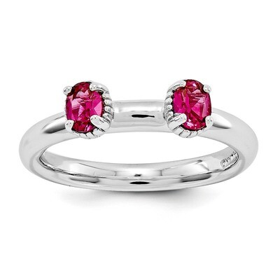 Ruby Two Stone Ring - Sterling Silver QSK1573, MPN: QSK1573, 886774212449