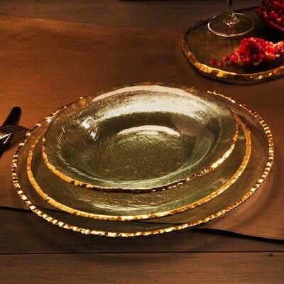 Annieglass Edgey Soup Bowl 9 Inch - Gold, MPN: E105G, UPC: