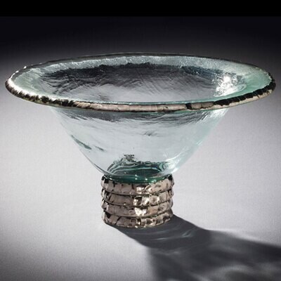 Annieglass Edgey Trophy Bowl 11 1/2 Inch - Platinum, MPN: E182P, UPC: