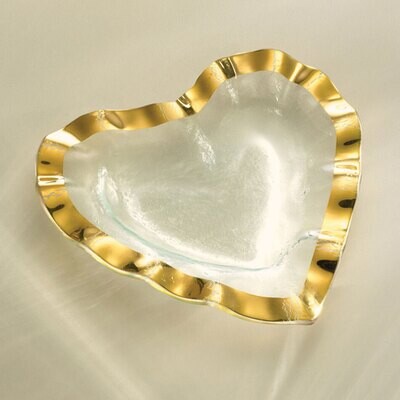 Annieglass Hearts Ruffle Bowl 7 Inch - Gold, MPN: G201, UPC: