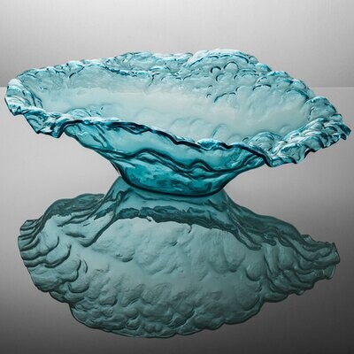 Annieglass Limited Edition Sculpture Water Sculpture Bowl 28 x 20 x 8 1/2 Inch Ultramarine, MPN: U5…
