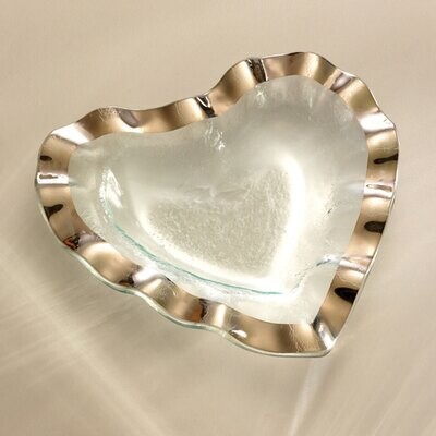 Annieglass Hearts Ruffle Bowl 7 Inch - Platinum, MPN: P201, UPC: