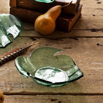 Annieglass Leaves Small Palm Frond Bowl 7 3/4 Inch, MPN: L301GR, UPC: