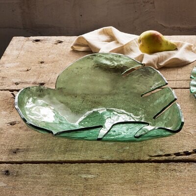 Annieglass Leaves Large Palm Frond Bowl 15 1/2 Inch, MPN: L300GR, UPC:
