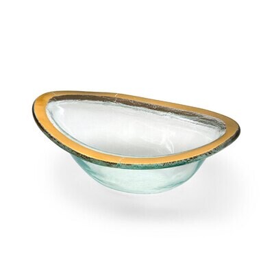 Annieglass Gold Roman Antique Sauce Bowl 7 1/4 x 5 Inch, MPN: G161, UPC: