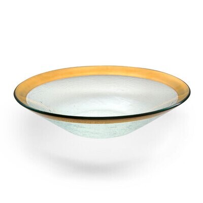 Annieglass Gold Roman Antique Wok Bowl 13 1/4 Inch, MPN: G165, UPC: