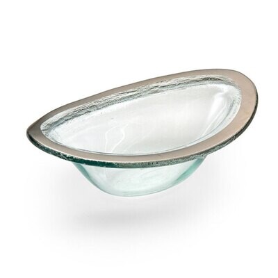 Annieglass Platinum Roman Antique Sauce Bowl 7 1/4 x 5 Inch, MPN: P161, UPC: