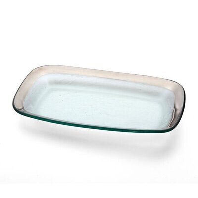 Annieglass Platinum Roman Antique Rectangular Asparagus Bowl 11 x 7 Inch, MPN: P168, UPC: