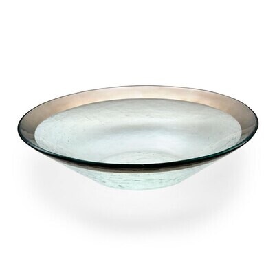 Annieglass Platinum Roman Antique Wok Bowl 13 1/4 Inch, MPN: P165, UPC: