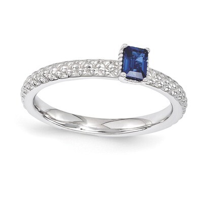 Sapphire Single Stone Ring - Sterling Silver QSK1581, MPN: QSK1581, 886774212951