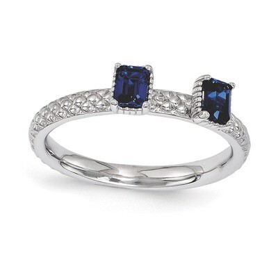 Sapphire Two Stone Ring - Sterling Silver QSK1584, MPN: QSK1584, 886774213125