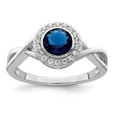 CZ Diamond and Glass Stone Ring Sterling Silver Rhodium-Plated QR7377, MPN: QR7377,