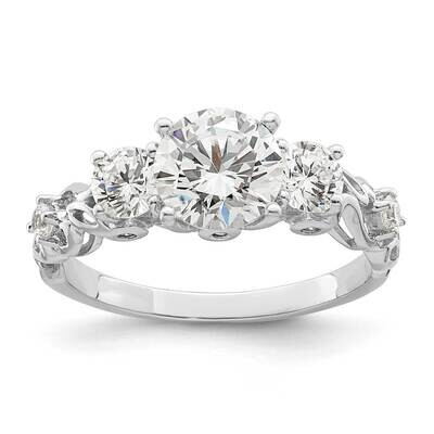 Three Stone CZ Diamond Ring Sterling Silver Rhodium-Plated QR7313, MPN: QR7313,