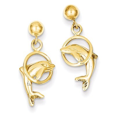 Dolphin Earrings 14k Gold S1125, MPN: S1125, 886774761558