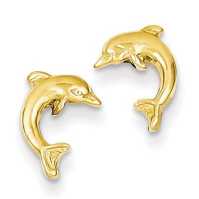 Dolphin Post Earrings 14k Gold TE620, MPN: TE620, 637218047505