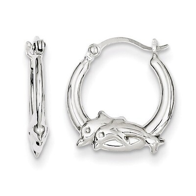 Dolphin Hoop Earrings Sterling Silver QE8333, MPN: QE8333, 883957585222