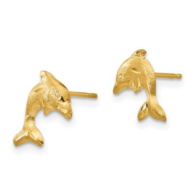 Satin Dolphin Earrings - 14k Gold SE311 by Madi K, MPN: SE311, 883957004488