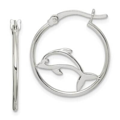Dolphin Hoop Earrings Sterling Silver Polished QE14723, MPN: QE14723, 886774100074