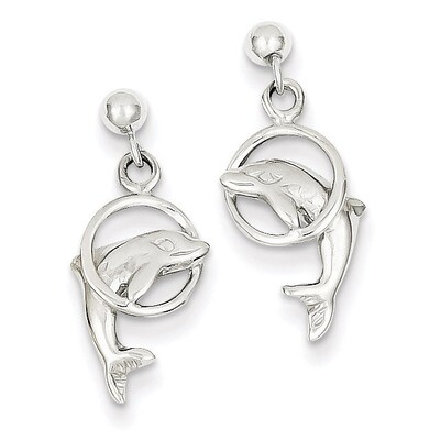 Dolphin Dangle Earrings 14k White Gold K1401, MPN: K1401, 886774097701