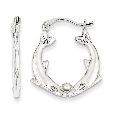 Kissing Dolphins Hoop Earrings Sterling Silver QE256, MPN: QE256, 883957924007