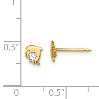 Dolphin Cubic Zirconia Earrings 14k Gold 850E, MPN: 850E,