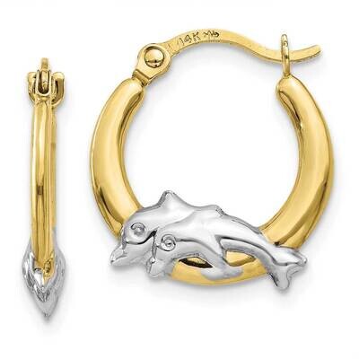 Rhodium Dolphin Hoop Earrings 10k Gold 10TL729, MPN: 10TL729, 191101565274