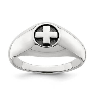 Cross Ring Sterling Silver Antiqued QR6848, MPN: QR6848, 886774055282