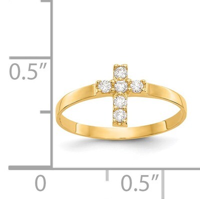 Synthetic Diamond Cross Baby Ring - 14k Gold GK591 by Madi K, MPN: GK591, 883957546667