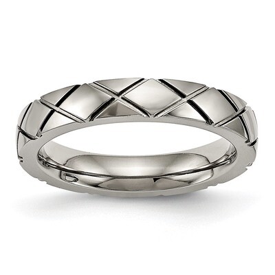 Criss Cross Grooved Ring Titanium Polished TB484, MPN: TB484, 886774439433