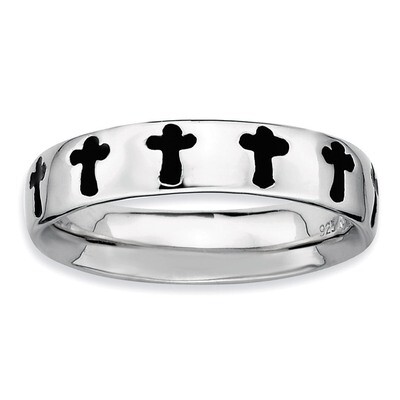 Enameled Cross Ring - Sterling Silver Polished QSK108, MPN: QSK108, 886774209500