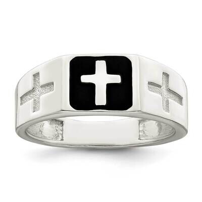 Enameled Cross Ring Sterling Silver QR7407, MPN: QR7407,