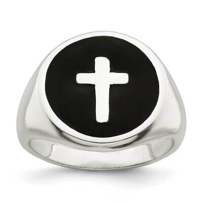 Enameled Cross Ring Sterling Silver QR7406, MPN: QR7406,