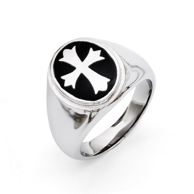 Enameled Cross Polished Ring - Stainless Steel SR302 by Chisel, MPN: SR302, 886774263601