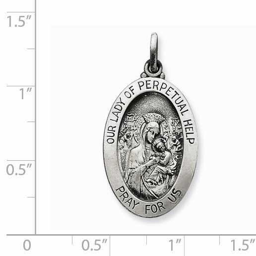 Our Lady of Perpetual Help Medal Antiqued Sterling Silver QC5577