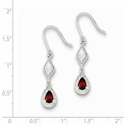 Dark Red Diamond Dangle Earrings Sterling Silver QE5268, MPN: QE5268, 191101189197