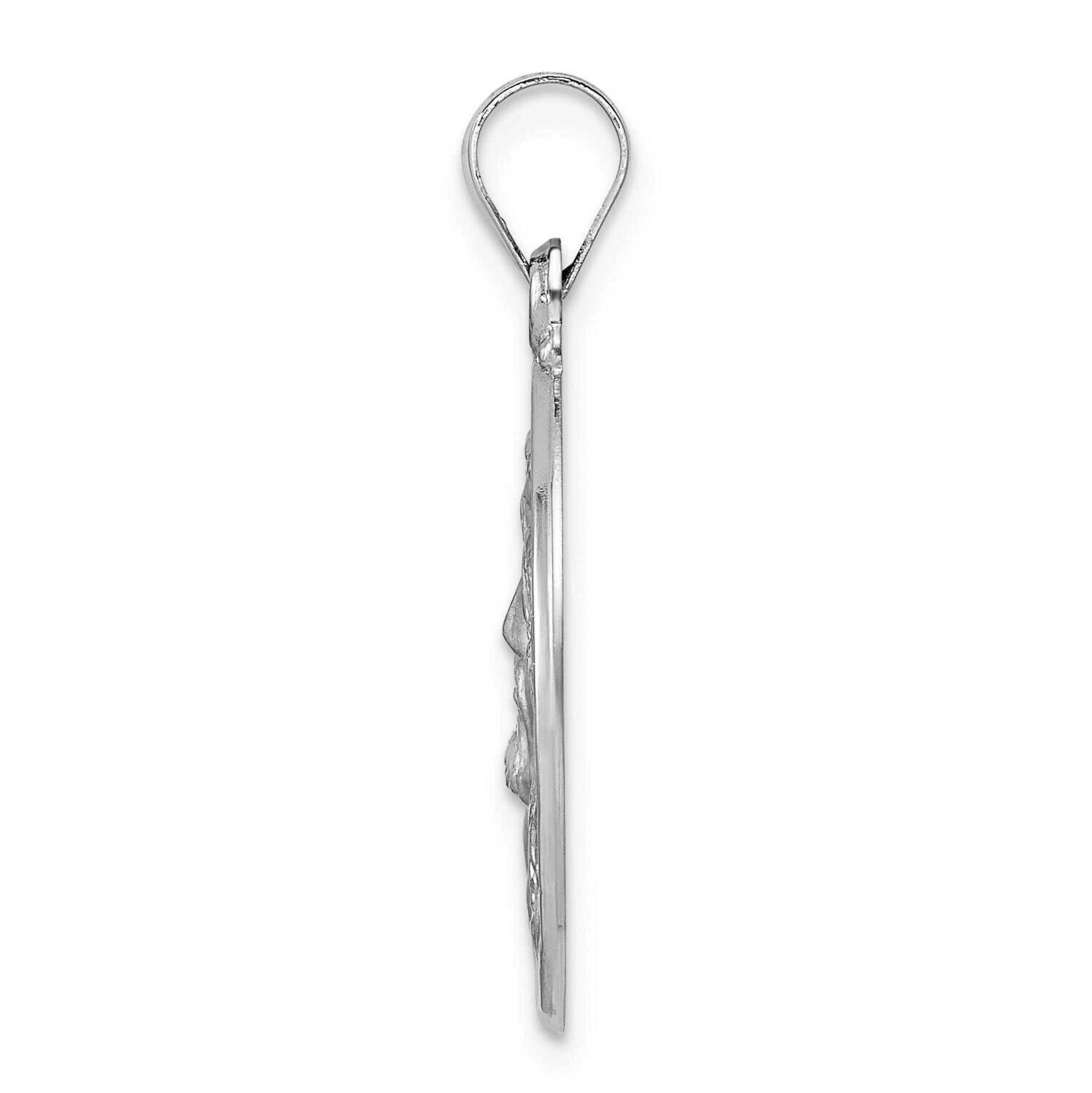 Satin Hollow Jesus Face Disc Pendant 14k White Gold Polished XR1893, MPN: XR1893, 196904094716