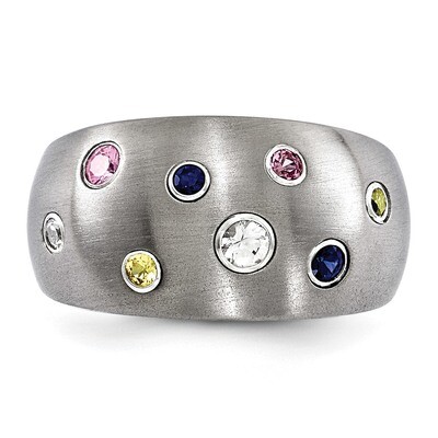 Edward Mirell Titanium Multi-color Sapphire Sterling Silver Bezels Ring by Edward Mirell, MPN: EMR2…