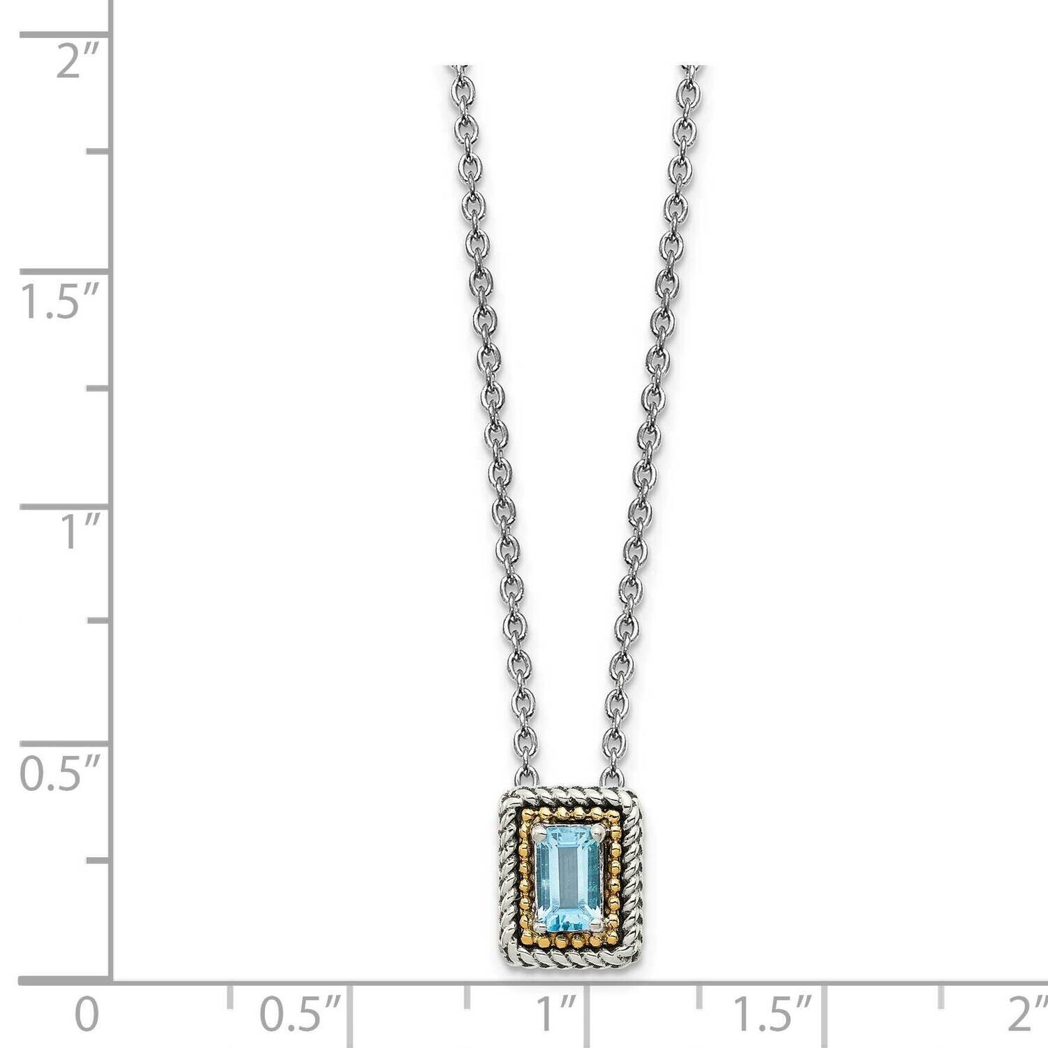 Light Swiss Blue Topaz Slide Sterling Silver with 14k Gold Accent QTC1616, MPN: QTC1616, 8839572332…