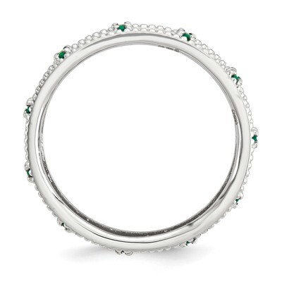 Created Emerald Ring - Sterling Silver QSK1486, MPN: QSK1486, 886774204604