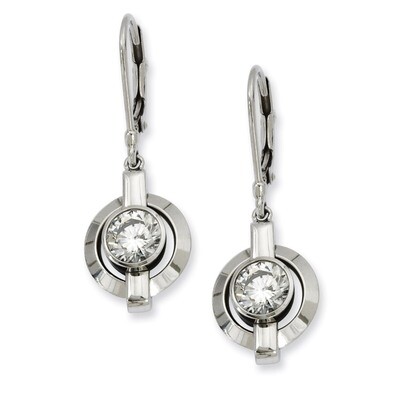 Synthetic Diamond Leverback Earrings - Titanium TBE101 by Chisel, MPN: TBE101, 886774271644