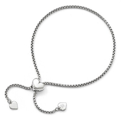Leslie&#39;s Round Rectangle Box Heart Adjustable Bracelet Sterling Silver HB-QLF660, MPN: QLF660, 8867…