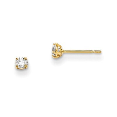 2.5Mm Round CZ Basket Set Stud Earrings 14k Gold GK660, MPN: GK660, 191101459139