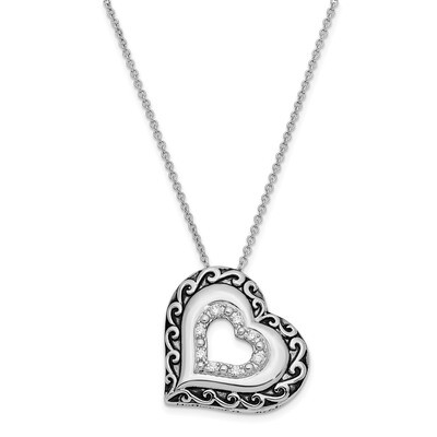 Antiqued Mother Of the Bride 18 Inch Necklace Sterling Silver CZ Diamond QSX660, MPN: QSX660, 88395…