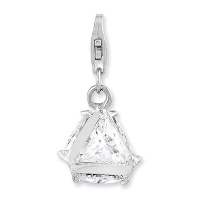 3-D Synthetic Diamond Charm Sterling Silver Rhodium Plated QCC915 by Amore La Vita, MPN: QCC915, 88…