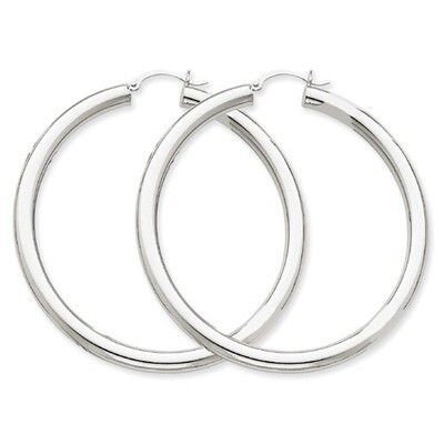 4mm x 55mm Tube Hoop Earrings 14k White Gold T864, MPN: T864, 883957287102