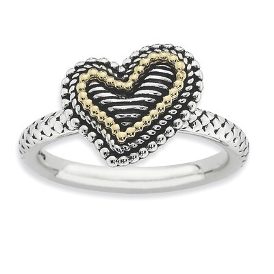 14k Gold Antiqued Heart Ring - Sterling Silver QSK864, MPN: QSK864, 886774227368