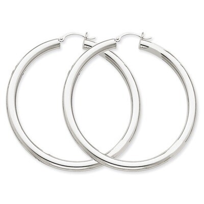 4mm Lightweight Round Hoop Earrings 14k Gold Polished T864L, MPN: T864L, 883957287119