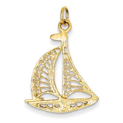 Sailboat Charm 14k Gold A9086, MPN: A9086, 883957897592