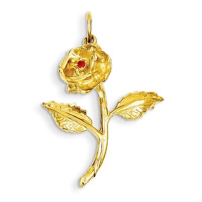 Rose Charm 14k Gold Synthetic Diamond A9014, MPN: A9014, 883957854021