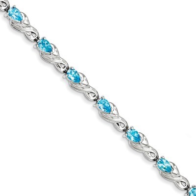 Blue Topaz Bracelet Sterling Silver QX864BT, MPN: QX864BT, 883957483528
